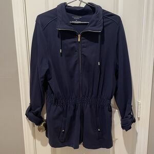 Charter Club Navy Cardigan Sweater Women’s Size XL with Gold Zipper Accents